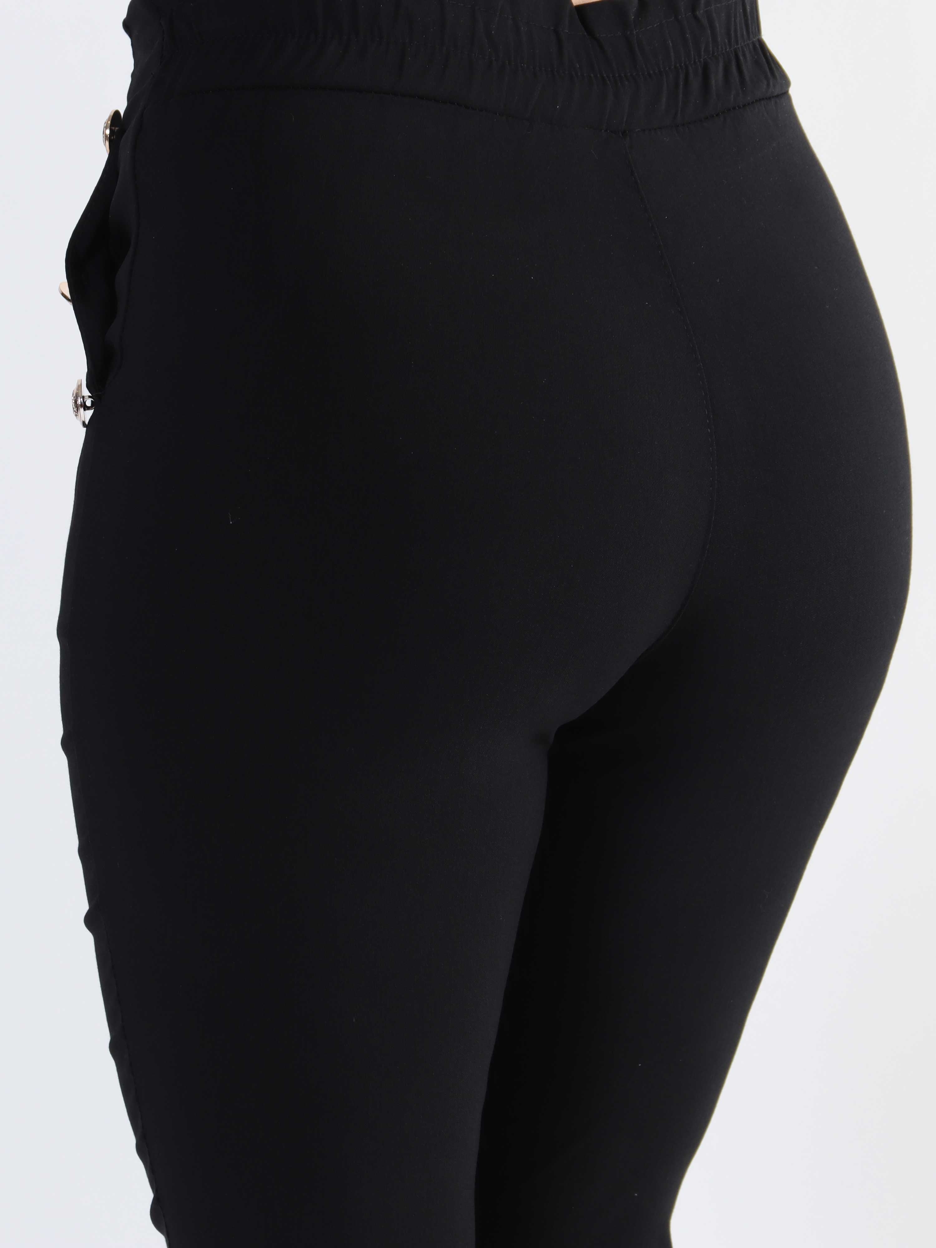 Emma - Leggings med resår i midjan och guldfärgade knappar